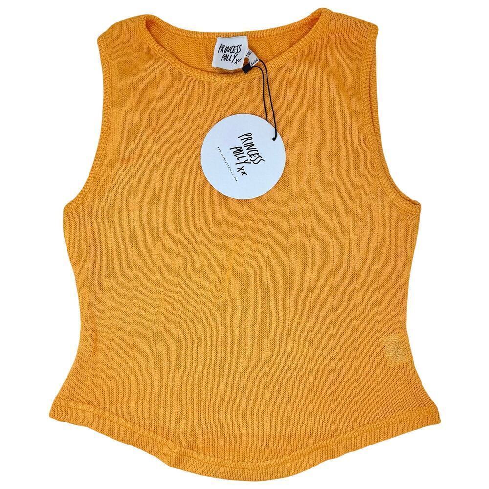 Princess Polly Corbo Tank Top Orange Size 8 Open Knit *New with Tags*
